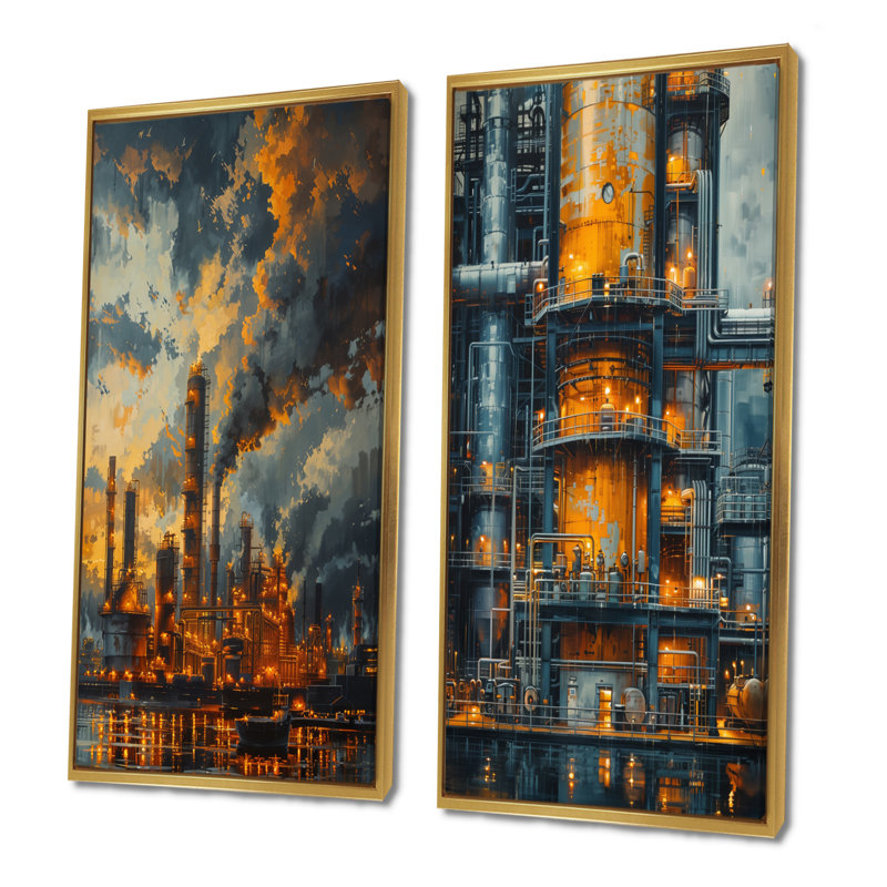 Ensemble de 2 pièces d'art mural Kulsum, H 28 po x l 24 po, Cadre flottant doré