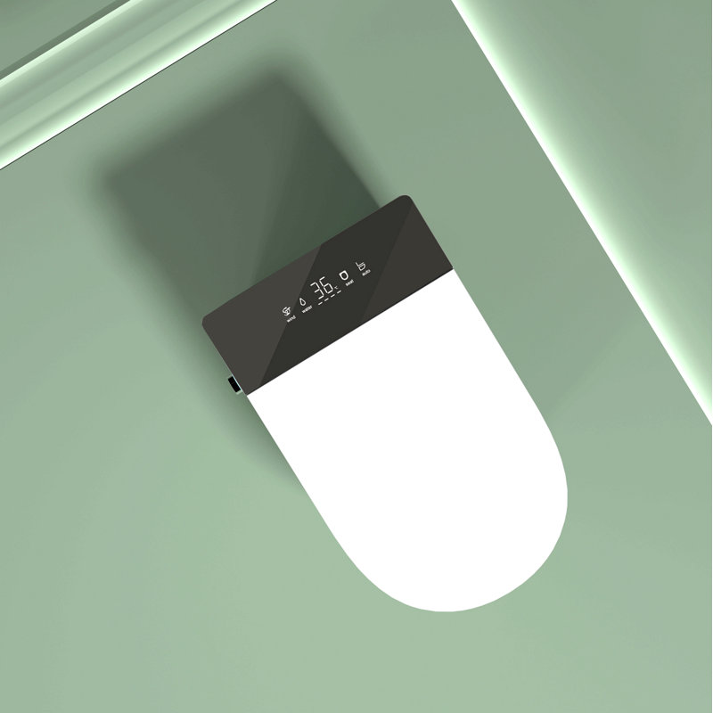 Toilette compacte compacte avec siège de bidet intégré, conception sans réservoir moderne avec profondeur de 23,25 po, chasse d'eau à ouverture automatique, siège chauffant, séchoir à air chaud instantané pour les petites salles de bain, blanc av