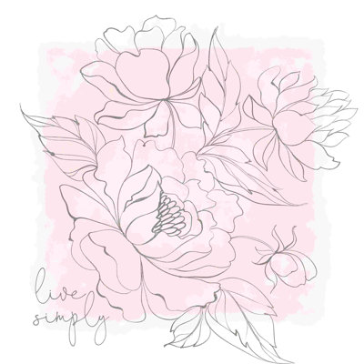 Croquis de fleurs roses et grises