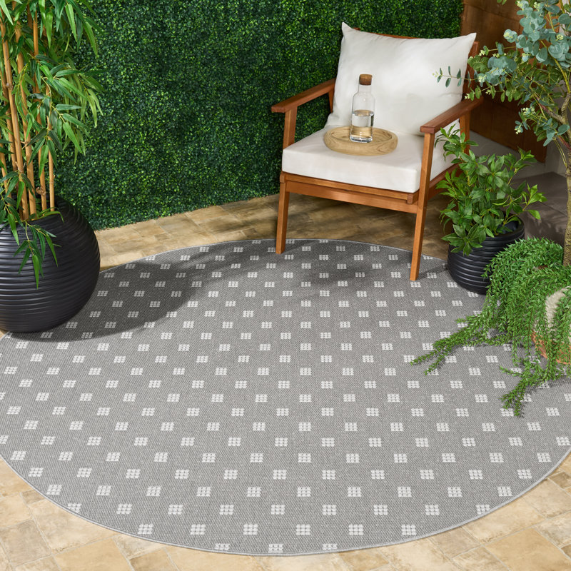 Terrace 806 Geometric Indoor/Outdoor Rug, Round 6'7"