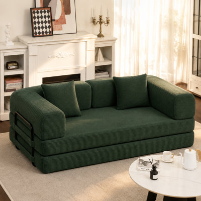  80" Convertible 4-in-1 Sleeper Sofa Bed With Removable Armrests