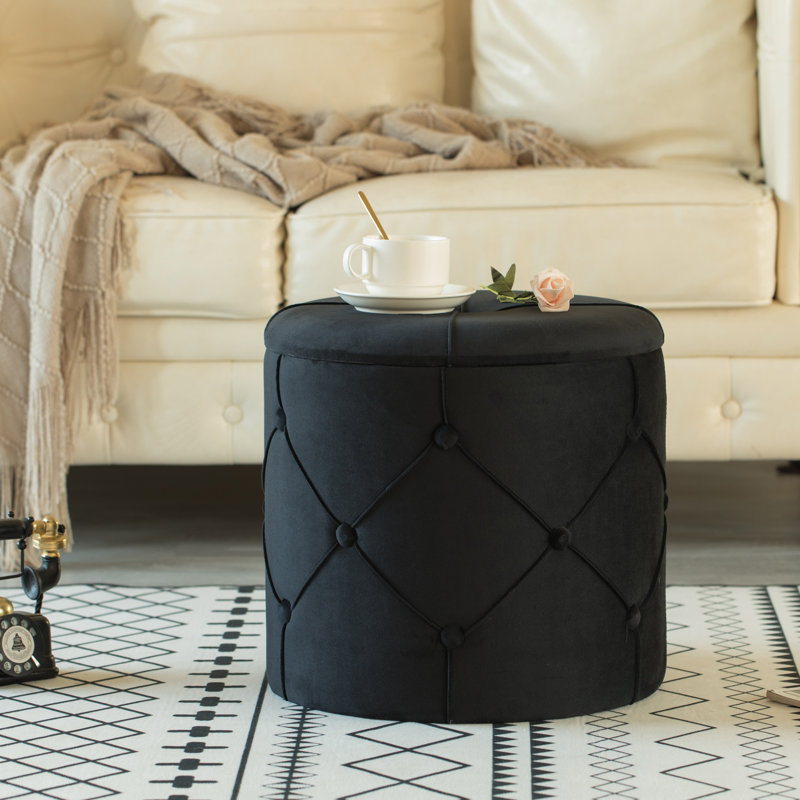 Hanes Velvet Ottoman, Black Velvet