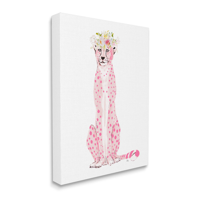 «Pink Leopard Floral Garland» par Patricia Pinto, impression sur toile tendue, H 30 po x l 24 po x P 1,5 po