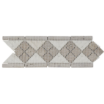 Morrison 4" x 12" Natural Stone Listello Tile in Almond and Noce