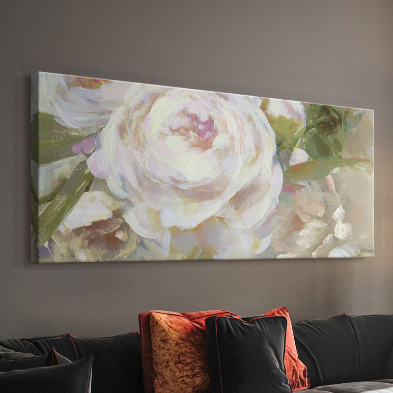 Beauté rosée - Toile tendue avec châssis - Prêt à accrocher, H 12 po x l 30 po