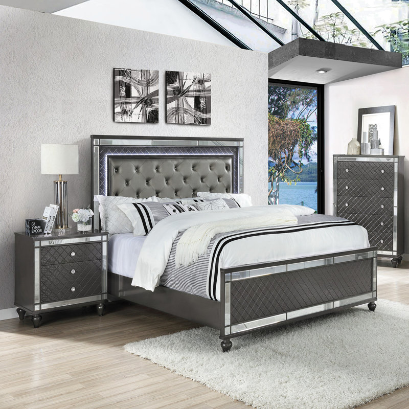 Commode à 5 tiroirs 1 pièce de style contemporain Glam