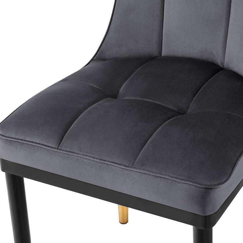 Velvet Upholstered Parsons Chair, Gray