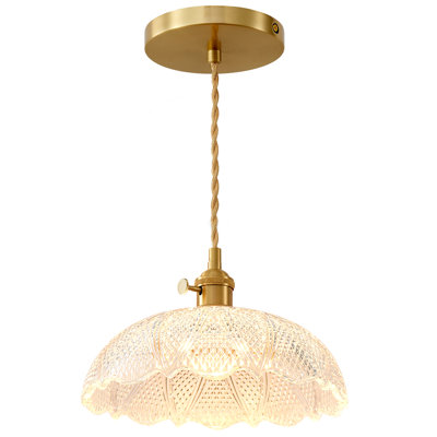 Oyisen Lampe suspendue 9,8 pouces Luminaire suspendu pour îlot de cuisine Cordon tressé Luminaire suspendu abat-jour en verre Luminaire suspendu Vintage Salon Chambre à coucher 