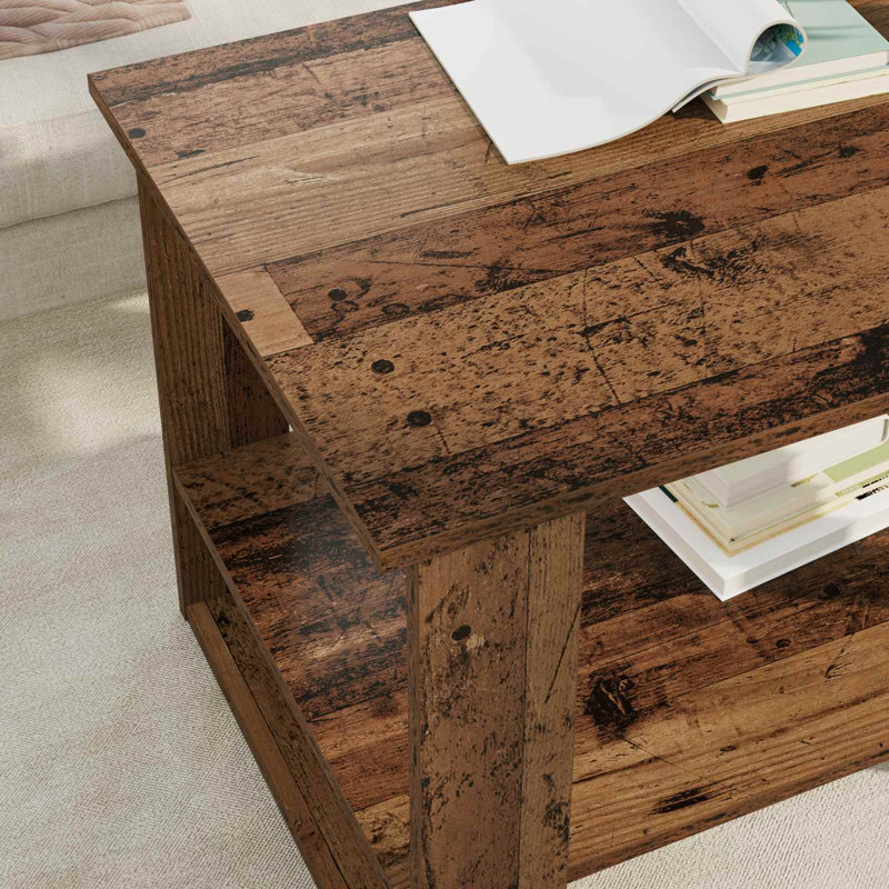 Coffee Table with Storage, Old Wood, 50cm. H x 72cm. L x 50cm. W
