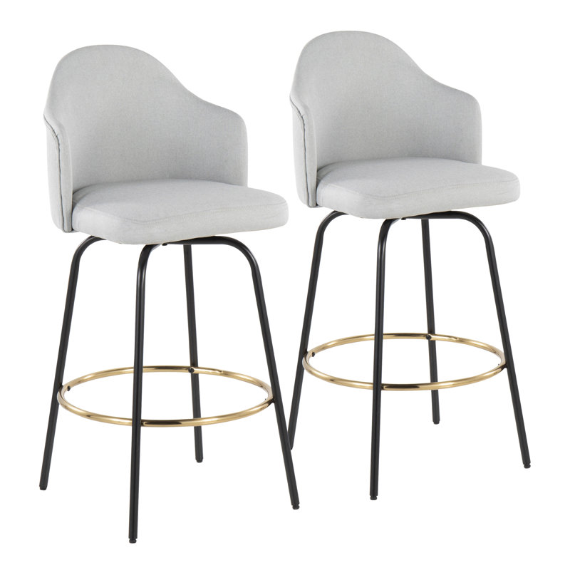 Tabouret de comptoir pivotant 26 po Lakyia, Gris clair, Noir / chrome, Tabouret de comptoir (siège d'une hauteur de 26 p