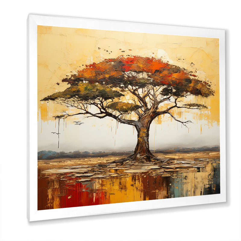 Arbre sauvage d'Afrique, art mural 2, H 16 po x l 16 po, Blanc