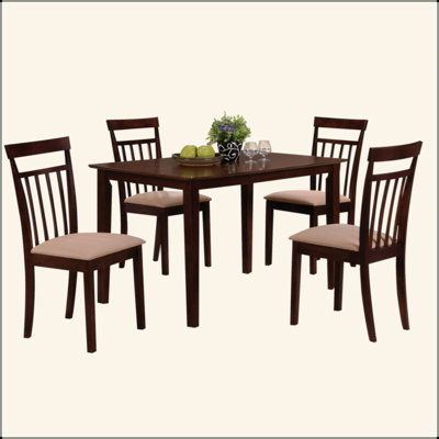 Espresso And Beige 5-Piece Dining Set
