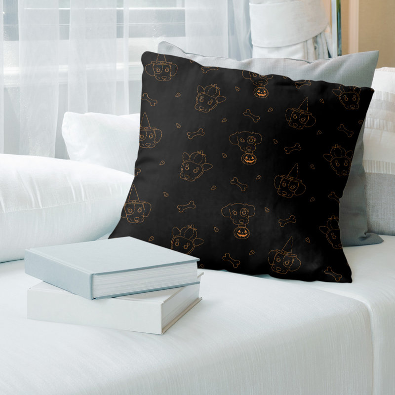 Linen Reversible Throw Pillow, 20" x 20", Black/Orange