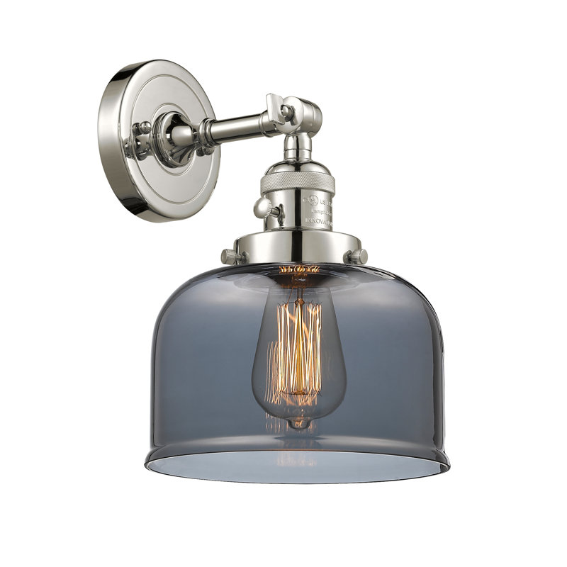 Applique murale 1 lumière 5 po Bell, Ampoule à DEL rétro de 3,5 W, Plaqué couleur fumée, Nickel poli