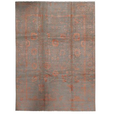 Tapis doré / gris clair de haute qualité noué à la main