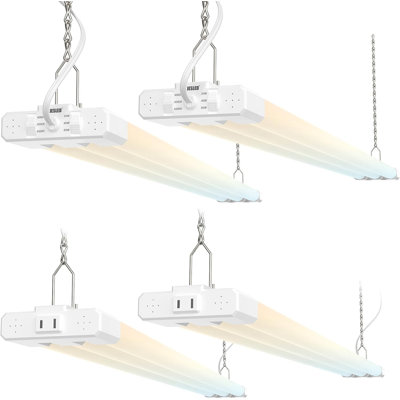  4Ft Led Shop Lights, 4000K/5000K/6500K Selectable, 30W/40W/50W Adjustable, 5400-7500Lm, Commercial Linkable Utility Led Light For Garage, Plug And Play, Ceiling & Suspension Mount, Etl,4P