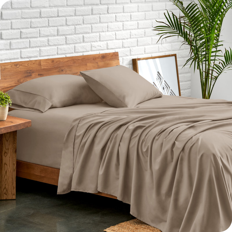 Ensemble de draps en microfibre Bare Home, Galet, Ensemble de draps pour lit simple TG + 1 drap-hous