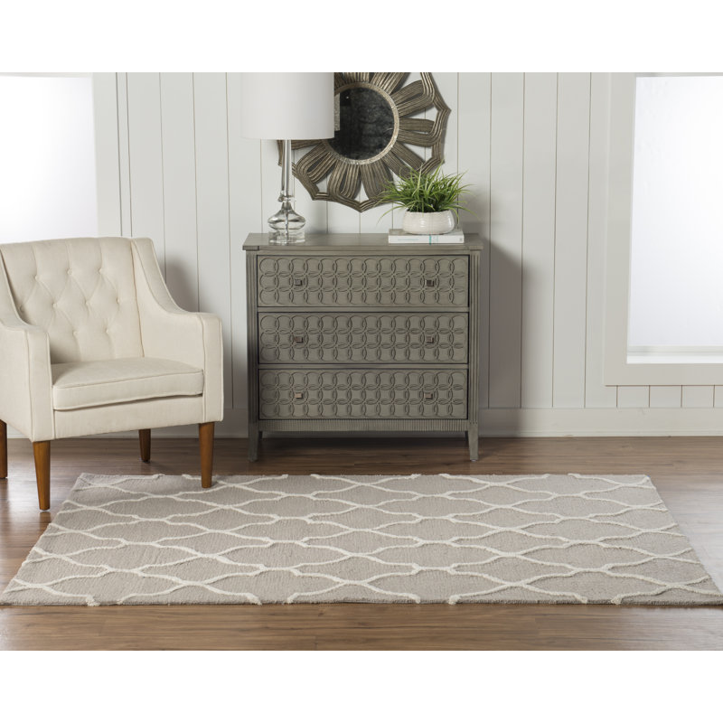 Tapis gris touffeté à la main Marisela, Rectangle 8 pi x 10 pi