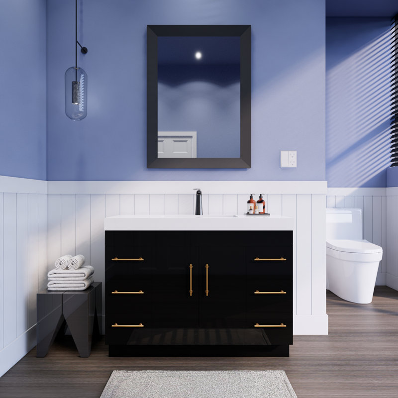 Ensemble de meuble-lavabo simple 48 po Spring, Noir lustré