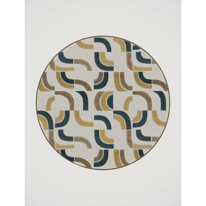 Tapis en polyester tissé à la machine à feuilles d'automne, Rond 5 pi