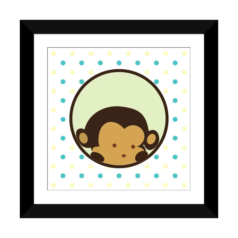 Arabelle «Kids Children Monkey Face», impression sur toile tendue, H 16 po x l 16 po x P 1 po, Papier beaux-arts encadré noir