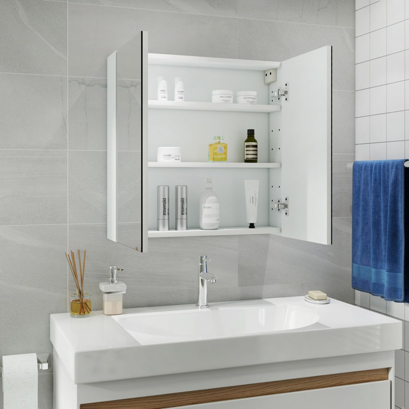 Cheree W 600mm H Surface Frameless Medicine Cabinet Mirror 3 Adjustable, 600 cm
