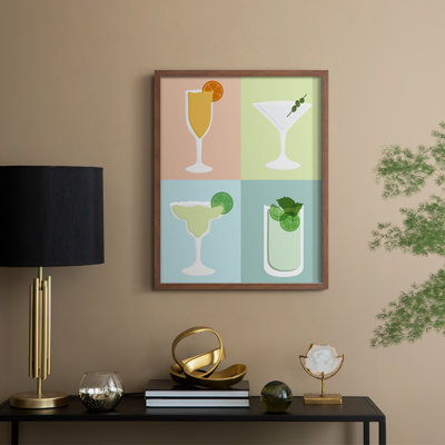 Colorblock Cocktails I Framed Print - Solid Wood