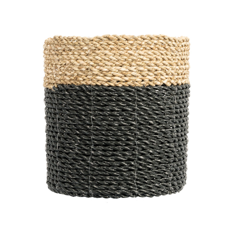 Ensemble de 3 paniers en jonc de mer, Noir / brun