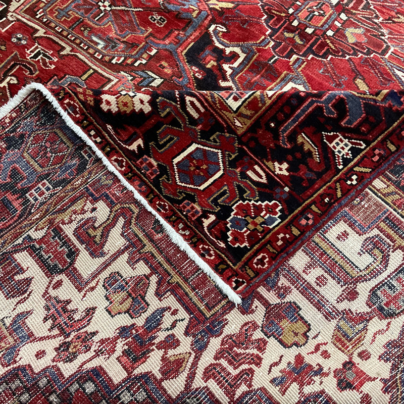 Hand Knotted Wool Geometric Area Rug in Red