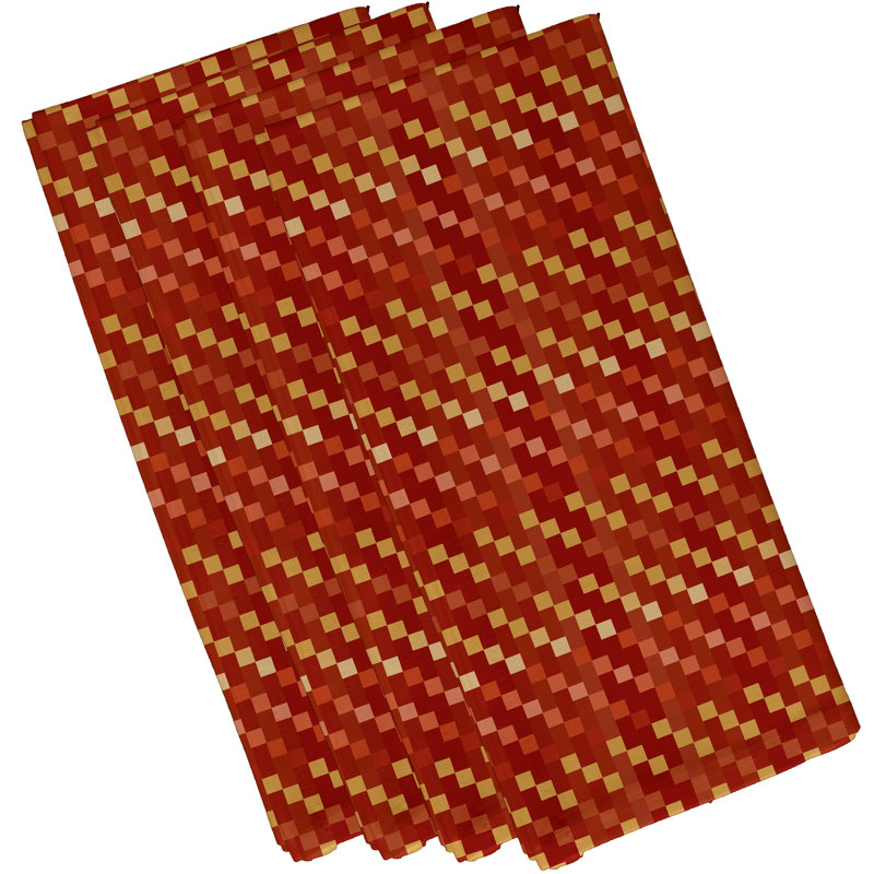 Jiem Polyester Plaid Square Napkin, Rust