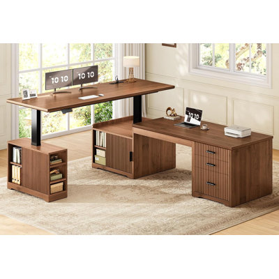 23.6"D Farmhouse L Shaped Electric Standing Desk
