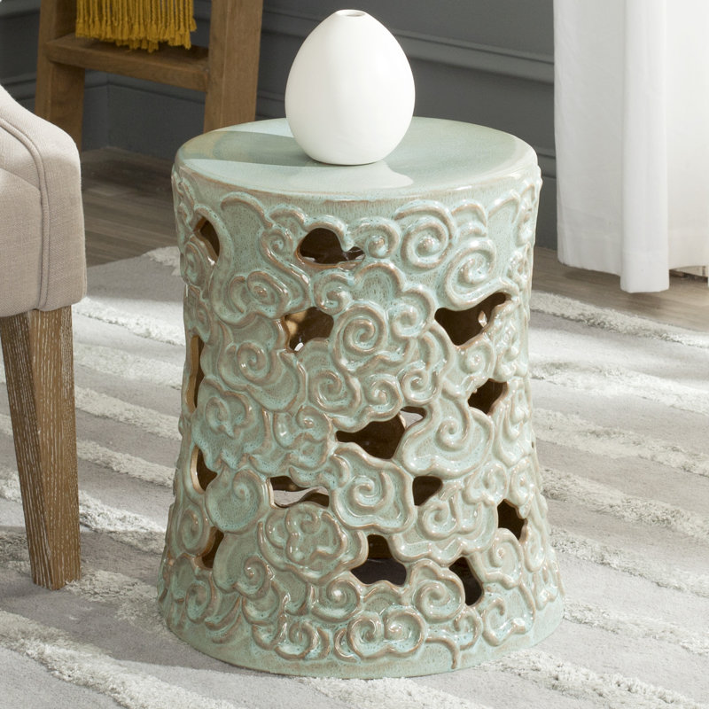 Tabouret de jardin en céramique Beckham, Bleu réactif