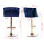 Ensemble de 2 tabourets de bar, avec repose-pieds chromé et base pivotante à hauteur réglable en velours + tabouret de bar simple