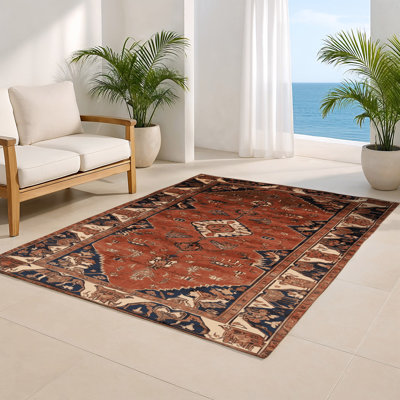 Tapis d'intérieur et d'extérieur brun Persian