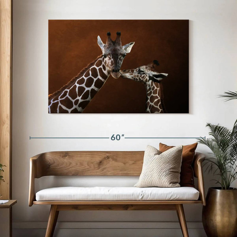 Girafe embrassant maman, H 32 po x l 48 po