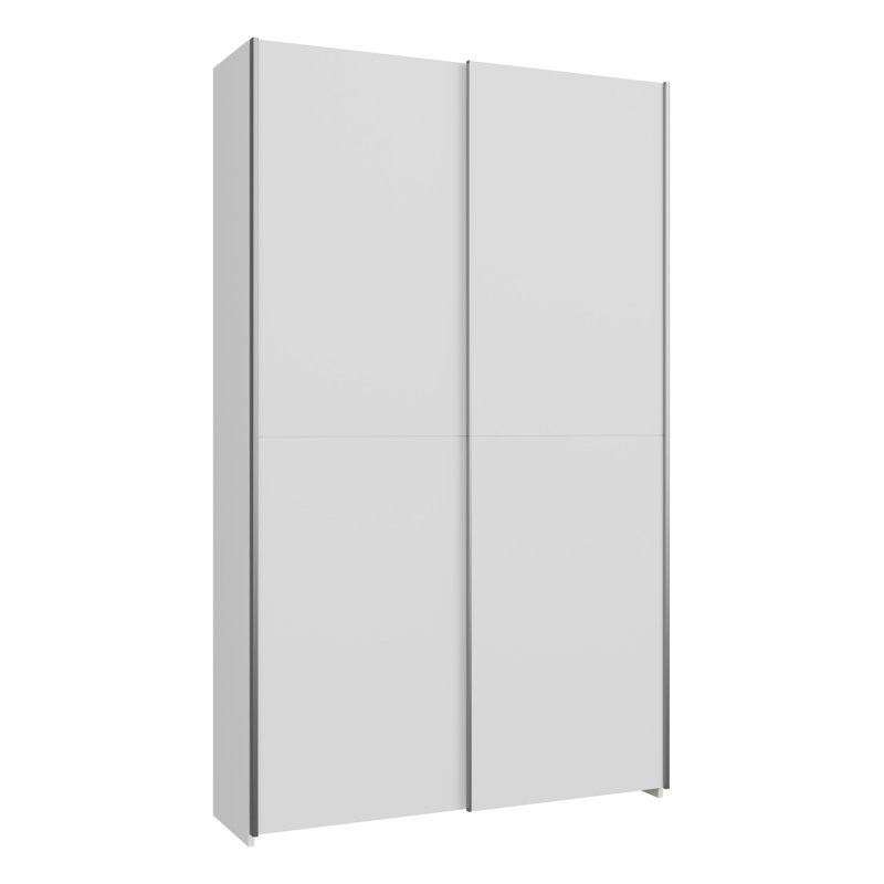 Modern sliding door wardrobe, 2-doors, space-saving, engineered wood, white, 210cm H x 120.1cm W x 39.1cm D