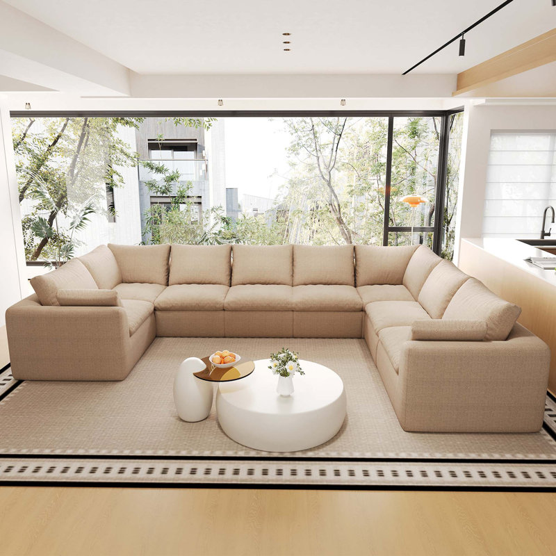 Upholstered 167.4 " Linen U-Shaped Sectional