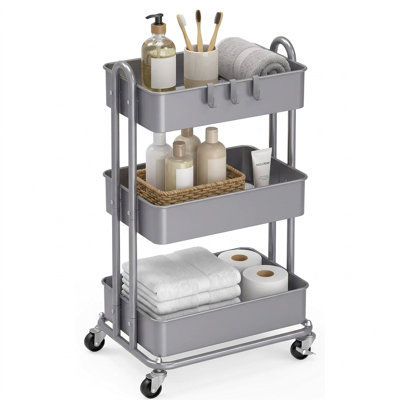3-Tier Heavy Duty Metal Rolling Utility Cart