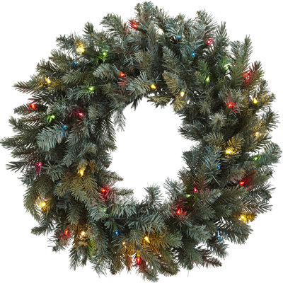 Faux Lighted Pine Plastic 30'' Wreath