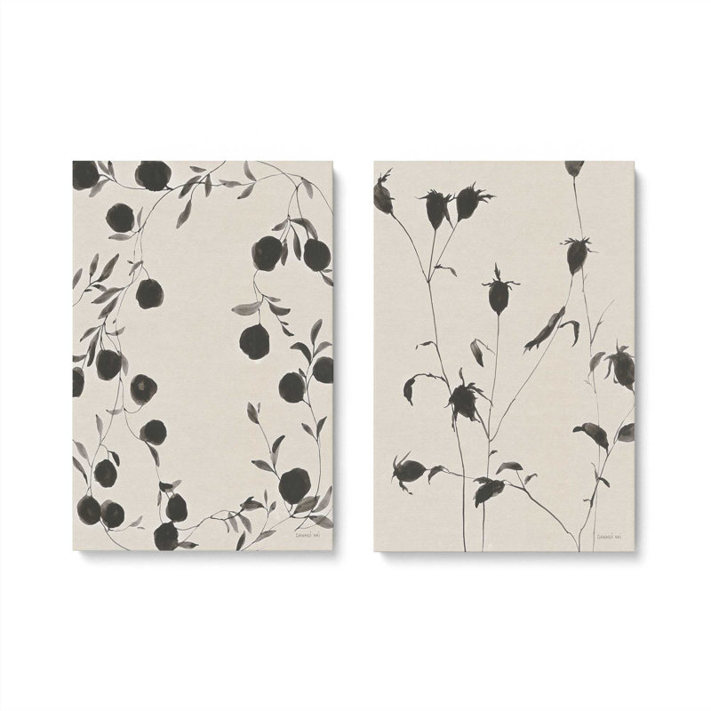 «Black Ink Botanicals», ensemble de 2, H 19 po x l 16 po, Toile tendue