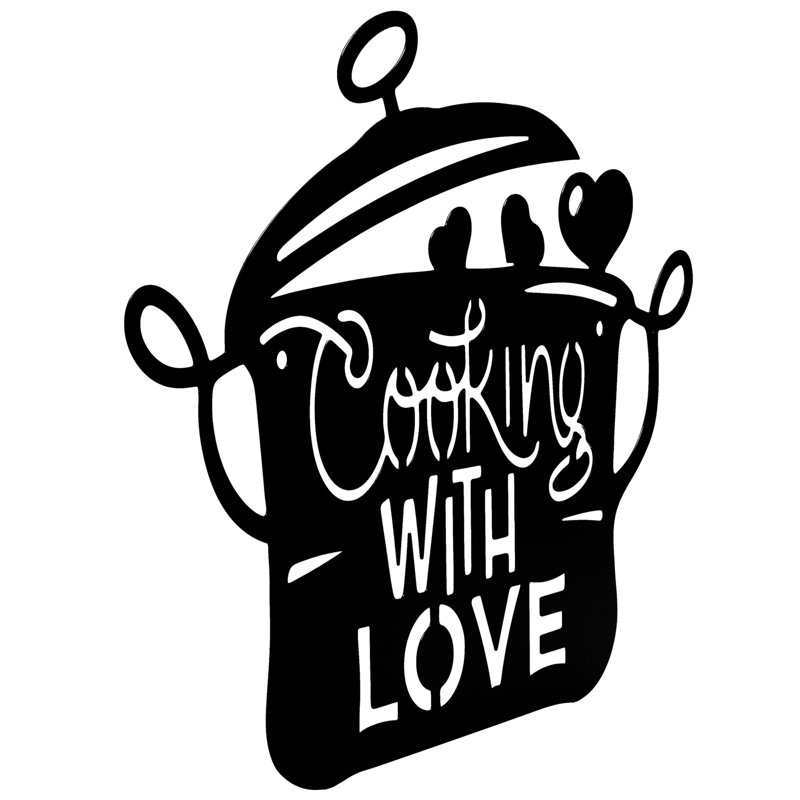 14 X 11 Inch Black Metal Kitchen Pot Wall Decor Cooking With Love Kitchen Decorations Wall Lovely Gift Kitchen Sign For Wall