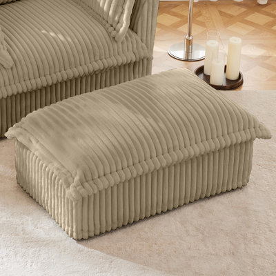 Durable Corduroy Fabric Ottoman With Soft Texture, Ideal For Relaxing Spaces