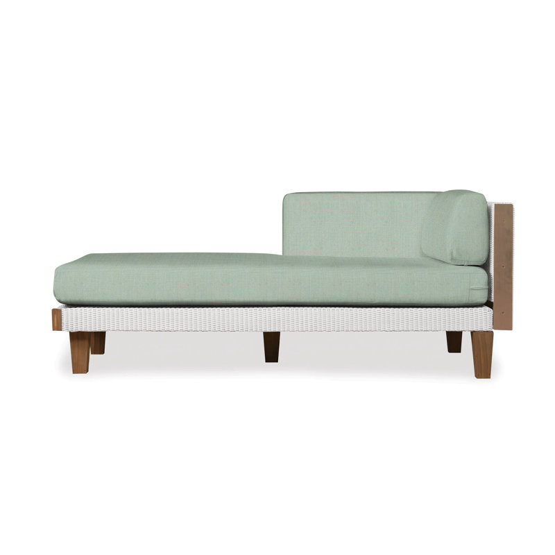 Catalina Outdoor Teak Chaise Lounge, White, Beach Navy