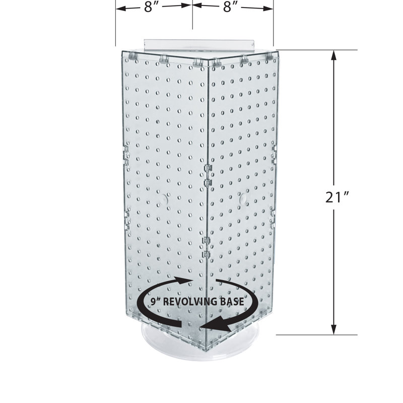 Présentoir de panneau perforé à quatre côtés l 8 po x H 20 po avec 24 crochets 4 po