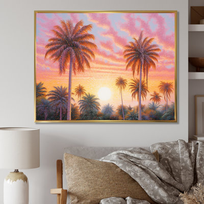 " Rose Radiance Sunset Palm Trees V "