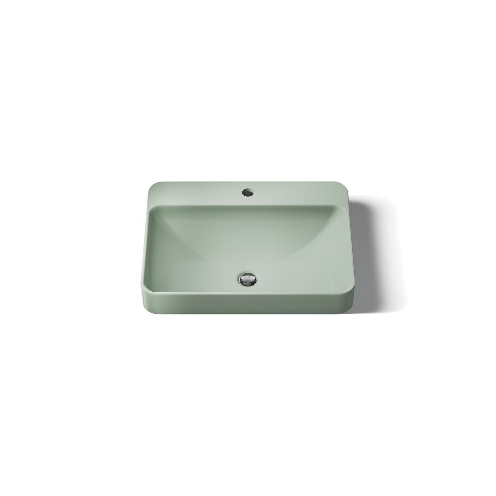 Vox Vitreous China Rectangular Vessel Bathroom Sink with Overflow, Gray, 1