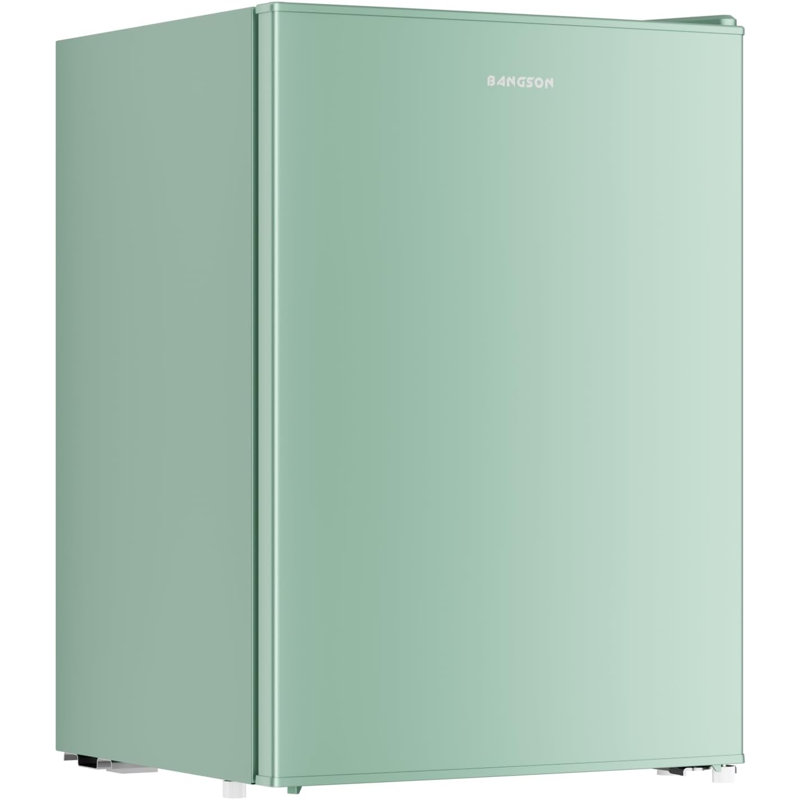 BANGSON 2.6 Cu Ft Small Fridge with Freezer for Office Green | Mini Refrigerator for Dorm Bedroom, Compact Fridge, Energy-efficient, Low Noise