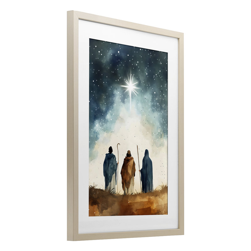 Reproduction sous verre encadrée de "Guidé Sagesse" par Petal Prints Design, H 20 po x l 14 po, Cadre de récolte en pin
