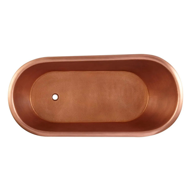 Paxton 59" Free Standing Copper Soaking Tub with Right Drain and Overflow, Black