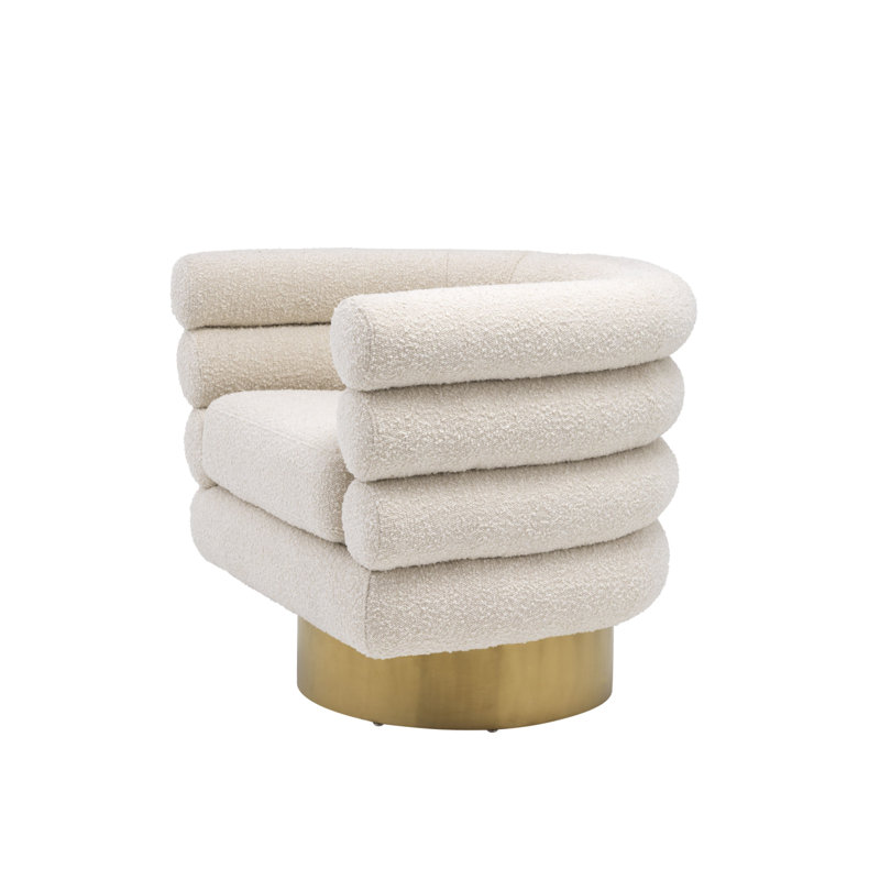 Maguire Swivel Barrel Chair, Cream Polyester Blend